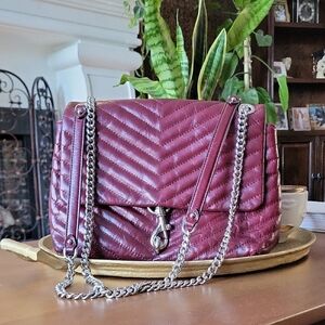 Rebecca minkoff burgandy red chevron bag silver hardware